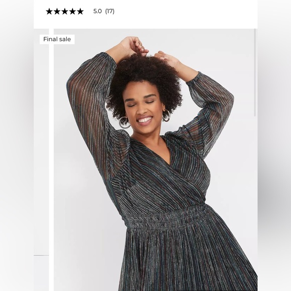 Lane Bryant Blouson-Sleeve Crinkle Knit Multi-Color Long Sleeve Midi Dress 26/28 - Picture 2 of 8